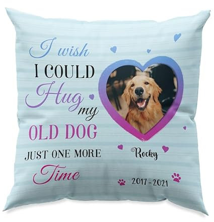 Personalisiertes Haustier-Gedenkkissen, individuelles Hundekissen mit Foto- und Textdruck auf beiden Seiten, individuelles Haustier-Beileidsgeschenk (I wish...35cm)