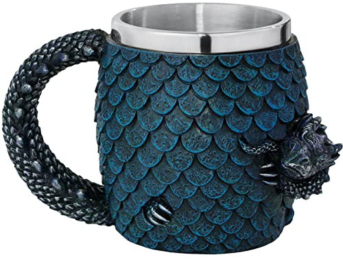 GOT Dragon Egg Coffee Mug - Medieval D&D Beer Stein Tankard - 14OZ Stainless Drinking Mug for Dragon Lovers Collector - Novelty Gothic Dungeons and Dragons Gift Bar Party Drinkware decorations