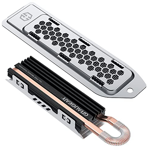 GRAUGEAR G-PS5HS03 - Juego de cubiertas para disipador de calor para PS5, disipador de calor SSD M.2 NVMe PS5, cubierta de disipación de calor de metal, tubo de calor de cobre y aleta de aluminio para