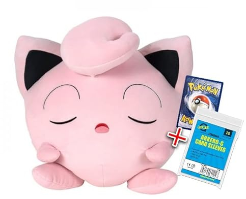 Arkero-G Kompatibel für Pokemon Plüsch-Figur Pummeluff 45cm (schlafend) Spielzeug - Kuscheltier + Pummeluff Karte Soft Sleeves