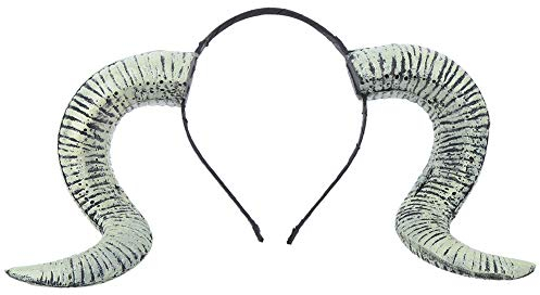 Deosdum Halloween Horn Stirnband Gothic Widder Hörner Stirnband Lustiges Kostüm Maskerade Party Foto Requisiten (Silber)