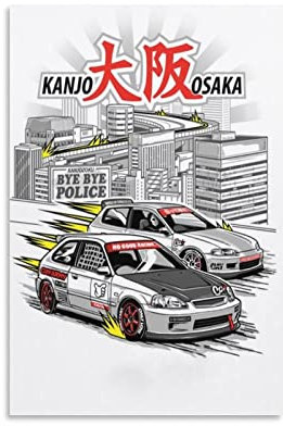 JDM-Stil Auto-Poster Honda Civic Illustration Poster Dekorative Malerei Leinwand Wandposter und Kunstbild Druck Moderne Familie Schlafzimmer Dekor Poster 30 x 45 cm