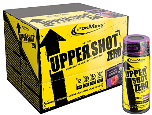 Upper Shot Zero 12 x 60ml Wildberries - Zuckerfreier & koffeinhaltiger Pre-Workout-Shot mit L-Arginin, L-Citrullin Malat und Taurin, Mit Gingseng- und Grüntee-Extrakt