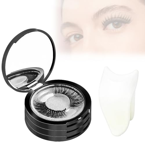 3-Layer Round Eyelash Storage Case with Mirror Black Makeup Organizer | Portable Eyelash Holder Case Lash Trays & Lash Applicator Ideal for Travel Daily Use and Outdoor Makeup