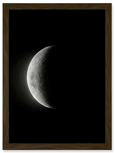 Artery8 Lunar Phases Moon Waning Crescent Space Astronomy Artwork Framed Wall Art Print A4