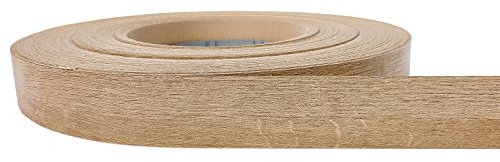 DecoMeister Kantenumleimer mit Schmelzkleber Möbelkantenband Melaminkantenumleimer Umleimer Melamin Bügelkante Dekor für Regalbrett Furnier zum Aufbügeln 40mm x 10m Kantenband Riva Eiche