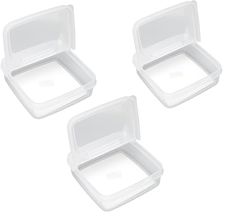 TOPINCN 3 Pack Cheese Storage Containers Flip Lids, Sliced Cheese Container Fridge, Clear Plastic Butter Block Cheese Slice Storage Box Portable Freezer Food Storage Container