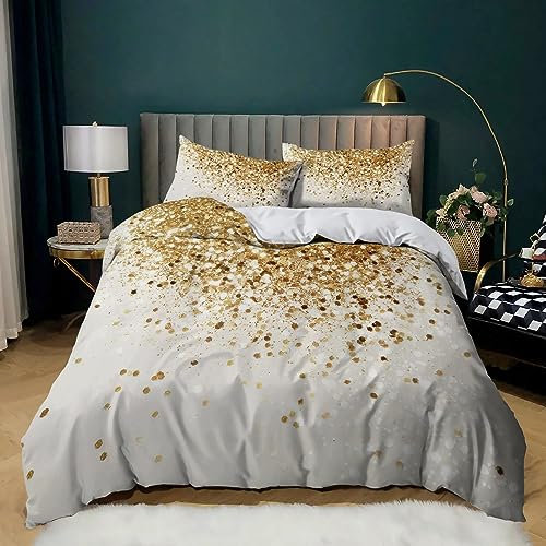 XCQHZYQ Bettbezug 135 x 200 cm Goldene Scherben Bettwäsche-Sets Mikrofaser Weiche Bettwäsche für Jugendliche Kinder Einzelbett Modern Schlafzimmer Dekor Bettbezug