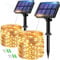 btfarm Solar Lichterkette Aussen, 2x8M 80 LED Solarlichterkette Außen Wetterfest 8 Modi IP65 Wasserdicht Kupferdraht, Outdoor Lichterkette Solar Kette Draht für Balkon Garten Deko, Warmweiß