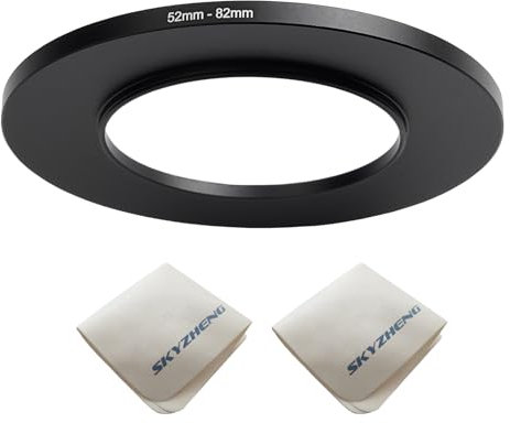 SKYZHENG 52 mm Objektiv auf 82 mm Kameraobjektiv-Adapter, 52 mm auf 82 mm Step-Up-Ring-Adapterring für alle Marken von UV-ND CPL, mit Premium-Objektiv-Reinigungstuch, 2 Stück (52 mm-82 mm), SKY0901