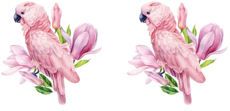 Lot de 2 stickers muraux perroquet rose pour décoration murale ou fenêtre