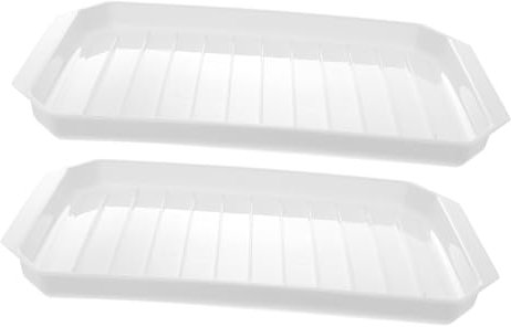 CIYODO 2piezas Bandeja Para Hornear Bacon Para Microondas Herramienta De Cocina Práctica Para Huevos y Salchichas Diseño Antigoteo Para Desayuno Sin Goteo y Fácil Limpieza