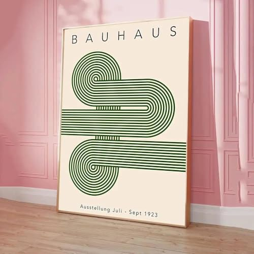 SHINERING Abstraktes Bauhaus Grüne Farblinien Modernes Poster Klassische Vintage Poster Wandkunst Retro Poster Für Zuhause Zimmer Wanddekoration A3 60X80Cm Kein Rahmen