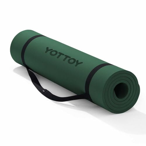 YOTTOY Yogamatte, extra dicke Yogamatte (1,27 cm), professionelle TPE-Übungsmatte, rutschfeste Trainingsmatte für Yoga, Pilates, Fitness, Barfußtraining, Heim-Fitness-Studio mit Gurt
