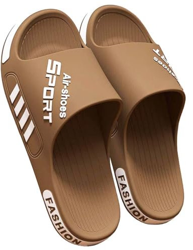 SMIUPIN Sandalias de Playa para Hombres, Zapatillas de Baño y Casa, para Parejas, Interior, 47-48, Marrón y Blanco