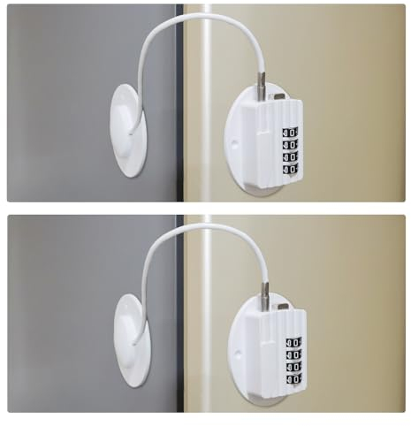 Lipaux Combinazione di Serratura per Frigorifero a Prova di Bambino, Facile da Installare, Non Richiede Attrezzi o Forature, Serratura di Sicurezza per Cassetti dell'armadio(2 Pezzi, Bianco)