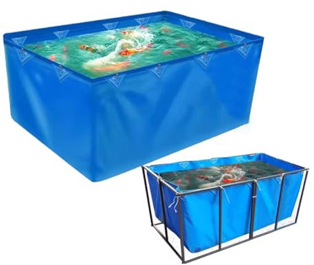 Flexible, Faltbare Fischteichfolien mit Ösen (Zugringe) – Nicht mit Rahmen, temporärer Auffangbehälter aus PVC-Canvas für Salzwasserfische und Koiteiche (Farbe: 550 g/m², Größe: 9,51 x 9,51