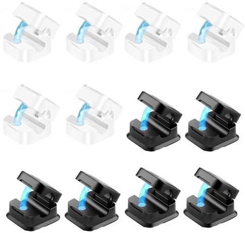 12 Pcs Cable Holder,Magnetic Cable Clips, Cord Holder Desk Cable Clips Management, Hide Phone Charging Cable Keeper, Cable Management Tidy Clips for Charging Cable, Audio Cable (Black, White)