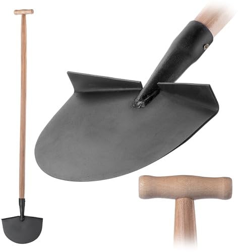 KADAX Rasenkantenstecher mit Langem Holzstiel und Gehärteter Stahlblatt, Gartengerät zur Präzisen Abtrennung von Rasenkanten, Kantenstecher (Mit Stiel)