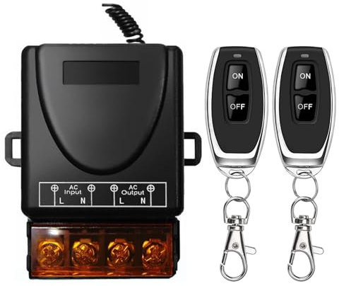 Interrupteur de télécommande AC 110 V/220 V/230 V/240 V, relais 30 A, interrupteur RF sans fil, interrupteur sans fil étanche IP65, pour serrures de porte roulante, pompes, équipement électrique et