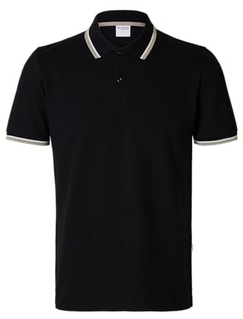 SELECTED FEMME Herren Slhslim-Atlas Sport Ss Polo, Schwarz, XXL EU