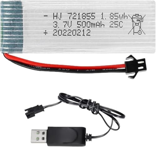 ERYNK Batterie Li-ion 3,7 V 721855 500 mAh 25 C RC pour avion U815A U818A U819A FPV UAV Télécommande avion Quadcopter Copte avec SM-2P et USB