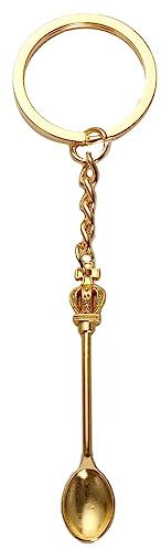 Zine Alloy Mini Crown Spoon Keychain, Metal Shovel Spoon Keychain Pendant Ornaments Jewelry Gift(gold)