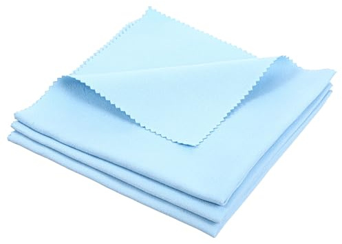 3PCS Microfiber Cleaning Cloth for Glasses，Microfiber Polishing Cloths,Computer Screen Cleaner, Universal Soft Premium Polishing Cloth for Guitar Glasses, Lens, Screens & More(11,8x11.8)(Blue)