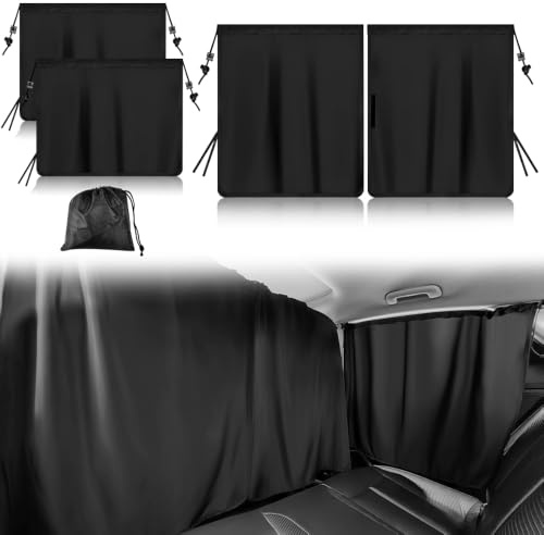 Byfoyif 3er Set Auto Trennvorhänge Sonnenschutz, 2 Auto Seitenfenster Schatten + 1 Autö Sichtschutz Vorhänge, Autozelt Heckklappe Vorhänge Abnehmbare Camper Autö Vorhang Gardinen, 140 x 80 cm