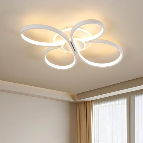 Amdelne LED Deckenleuchte Blume-Design Modern, 42W 5300lm, Stufenlos Dimmbar mit Fernbedienung | Flimmerfrei | Memory-Funktion, Deckenlampe Für Wohnzimmer, Schlafzimmer, Küche, Flur - 60 * 44 * 8.5cm