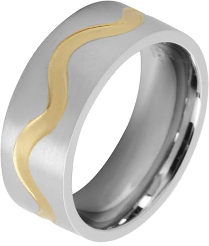 Akzent Damen Ring - Damenring Größe 72 aus Edelstahl in Bicolor, 100% Wasserfest & Hautverträglich