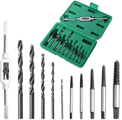 CM-UHNM Schrauben Ausdreher Set,M3-M18 Schraubenausdreher Set Profi,11 in 1 Linksausdreher Set,Screw Extractor Mit für Gebrochene Schrauben Werkzeug Zum Entfernen Schraubenlöser 11 Stück