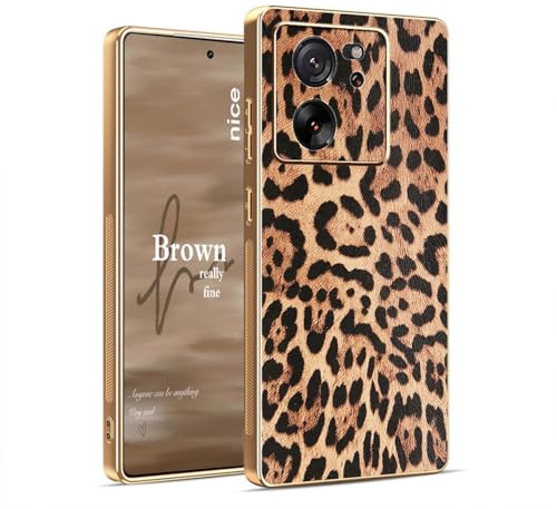 YUECXIN Hülle für Xiaomi 13T Pro 5G/Xiaomi 13T 5G, Luxuriöse Einfache Modische Handyhülle mit braunem Leopardenmuster, Ultra Dünn Stoßfest TPU Schutzhülle für Mädchen Frauen. Leopard