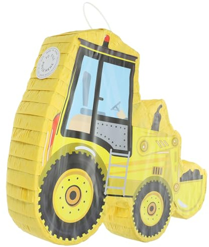 Healifty Baustellenfahrzeug Bagger Lkw Piñata mit Hängefunktion und Zuckergefüllter Geschenkbox für Kindergeburtstag und Fiesta Party Gelb