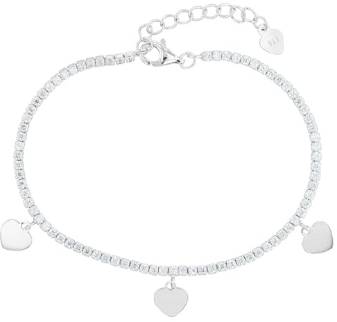 Akzent Armband Damen - Premium Armband Damen in Schwarz aus 925/- Silber, rhodiniert, 100% Wasserfest & Hautverträglich