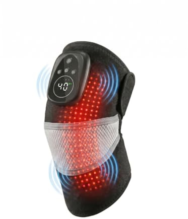 Knee Massager with Heat and Red Light Therapy,Cordless Heated Knee Brace with Vibration for Pain Relief,Electric Heating Knee Pad with 5 Heat Levels＆3 Massage Mode for Knee/Joint/Elbow/Shoulder