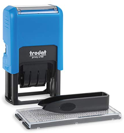 Trodat Typomatic Printy 4750 Self-Inking D-I-Y Date Stamp 61x39x105mm Blue Body - Black Ink 150821