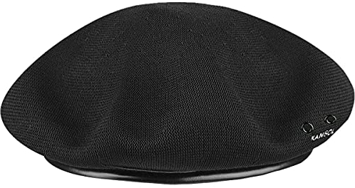 Kangol Tropic Monty Baskenmütze Beret Sommerbaske Damenbaske Herrenbaske (M (56-57 cm) - schwarz)