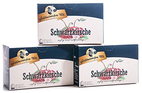 Goldmännchen Tee Schwarzkirsche, 20 Teebeutel, 3er Pack (3 x 55 g)