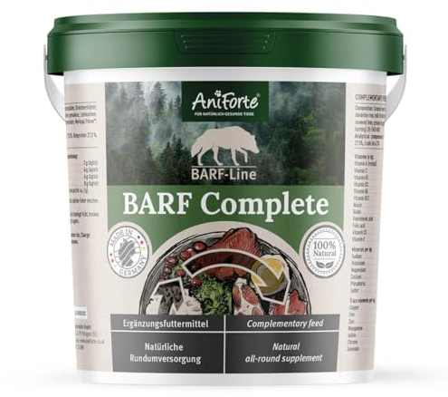 AniForte BARF Complete 1kg for Dogs - 100% Natural Barf Supplement with Minerals, Vitamins & Herbs - Premium Quality, Rich in Calcium & Ideal as Daily All-Round Care for Raw Food Diets