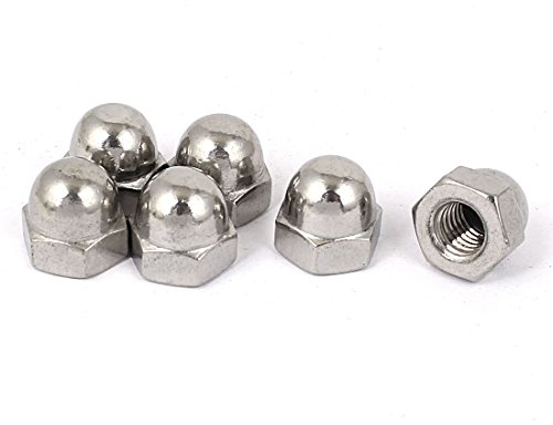 sourcing map 6pcs Écrou Borgnes Hexagonal 3/8-16 Dôme Clous Acier Inoxydable Décoratif pour Vis Boulons Argenté