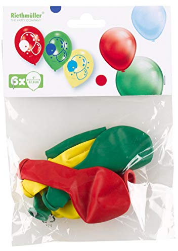 Amscan 9900331 - Latexballons Ballons, 6 Stück, circa 23 cm, Gelb, Rot, Grün, Party, Geburtstag, Luftballon