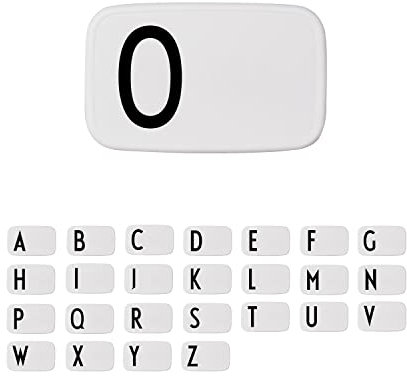 Design Letters personal caja de almuerzo (Blanco) - O - Sin BPA y BPS, De la A a la Z, Ideal para la escuela o el trabajo, Fácil de abrir, Para adultos y niños, 154 g, W: 18 x H: 6.5 xl: 11cm
