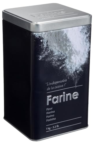 Boite alimentaire - Relief II - farine - 10.8 x 10.8 x 18.4 cm - Fer et étain - Noir