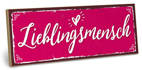 ARTFAVES® Wandbild Holzschild mit Spruch - LIEBLINGSMENSCH - Türschild Retro Vintage Deko Bild Geschenk - Hochzeit, Valentinstag, Kennenlerntag, Verlobung