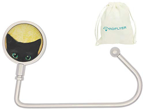 Purse Hook Hanger for Table Bar Long Handbag Hanger Safer Portable Bag Table Hanger with Velvet Pouch (Cat 02)