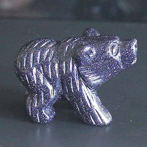 Générique Figurine d'ours en Cristal sculptée à la Main 3,8 cm (Pierre dorée Bleue)