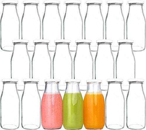 QAPPDA Botellas de vidrio de 12 onzas, botellas de leche de vidrio con tapas, recipiente de batido de desayuno vintage, botellas de bebida vintage con etiquetas de pizarra y bolígrafo para fiestas,