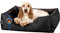 BedDog Hundebett LUPI, Hundekissen mit Abziehbaren Waschbaren Bezug, Hundekorb, Hundesofa, für Kleine Hunde, S, schwarz-braun
