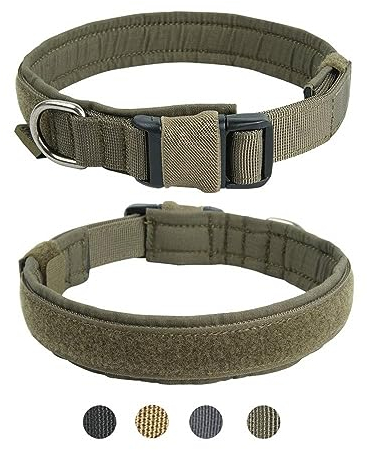 EXCELLENT ELITE SPANKER Welpenhundehalsband Nylon Verstellbares Hundehalsband Weiches gepolstertes Hundehalsband für kleine Hunde Haustier(Olivgrün-M)